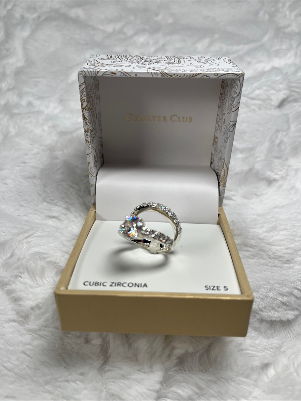 Charter Club Silver-Tone Cubic Zirconia Bridal Ring Set